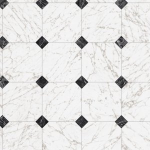 Black and white marble tile floor