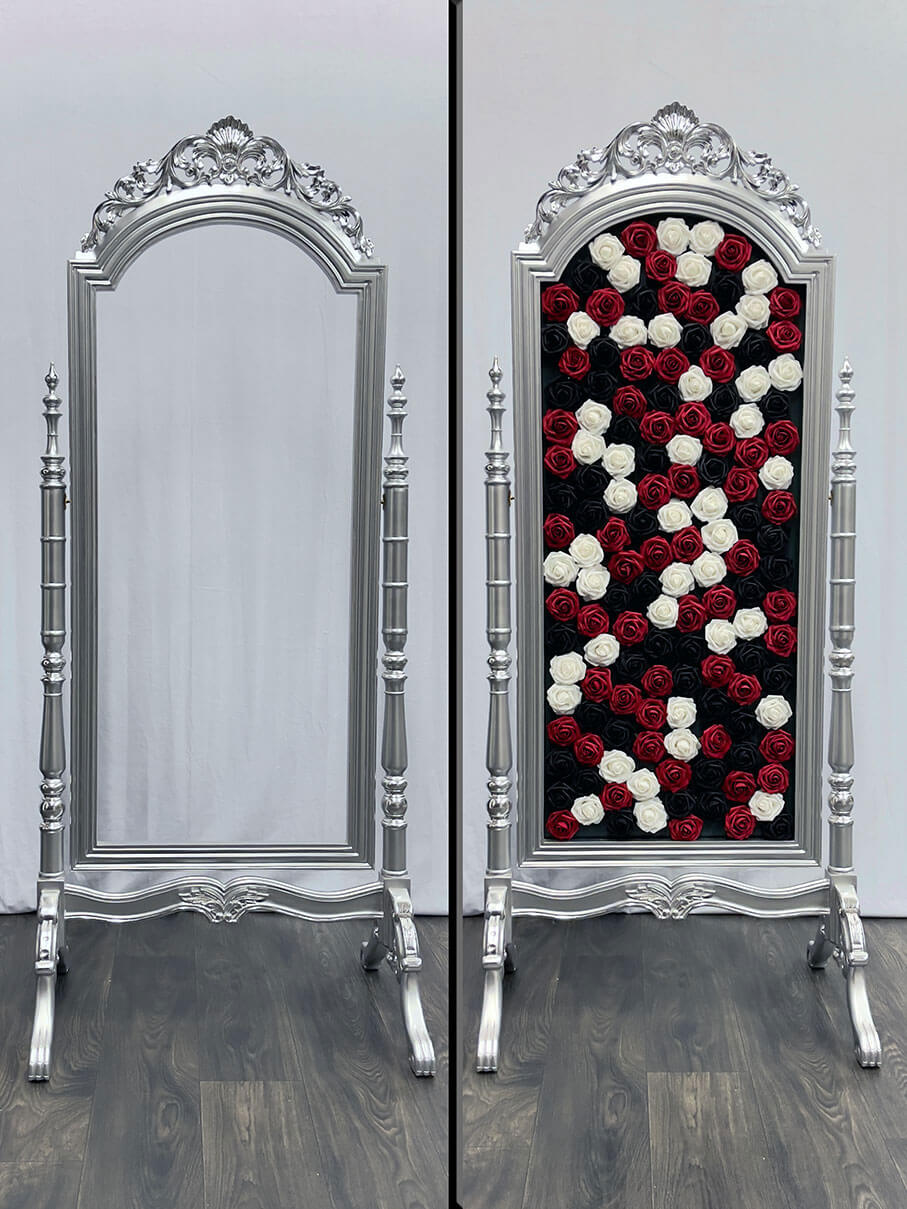 Baroque style floor mirror frame with roses